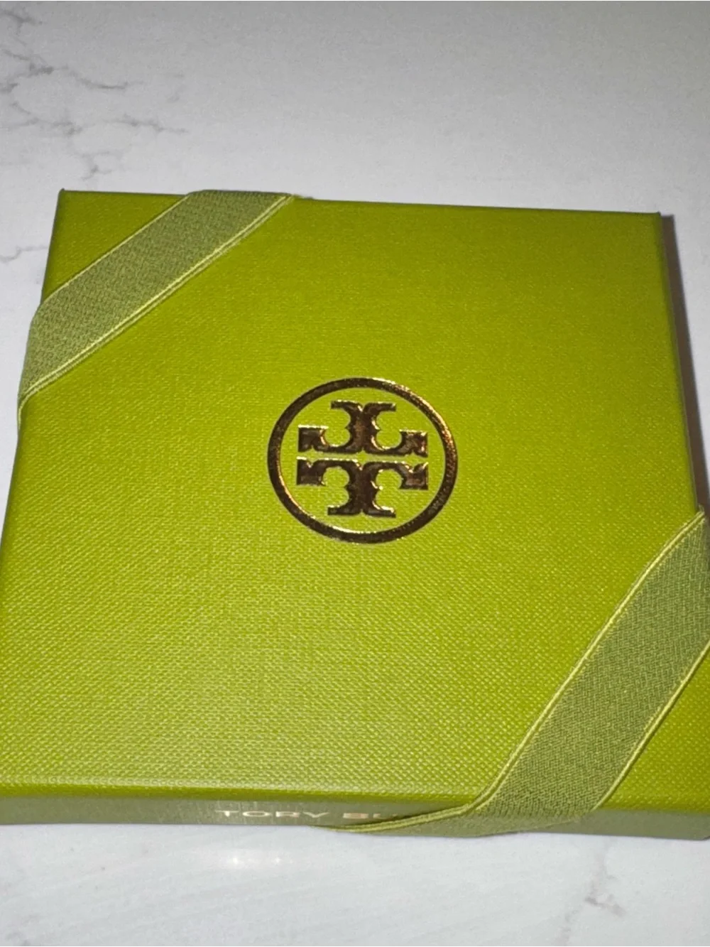 Tory Burch Gift Box with Elastic Band Green & Gold Stylish Packaging